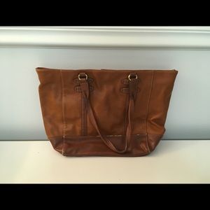 Brown leather work bag